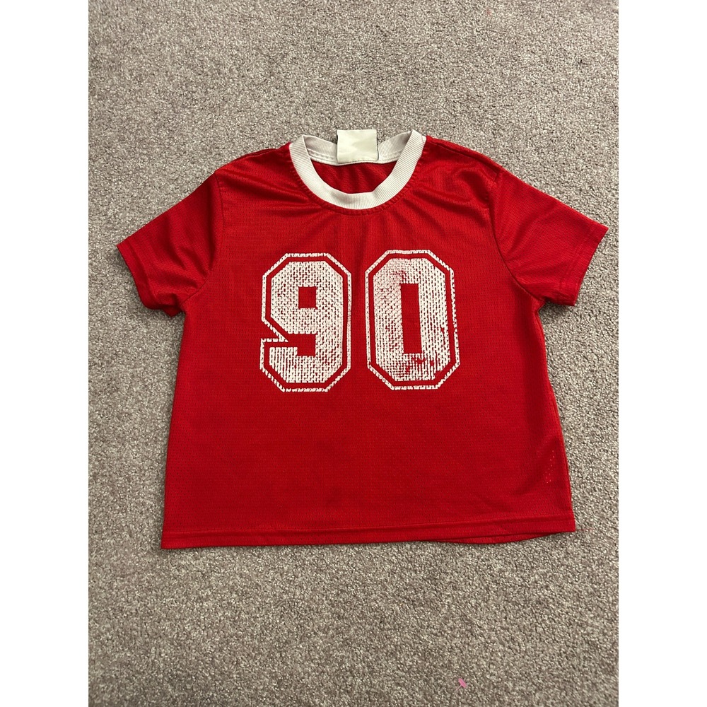 Jolie & Joy Mesh Jersey Crop Top Women Small Red Excellent 90 Graphic Streetwear